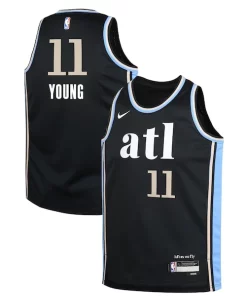 Trae Young Atlanta Hawks Exclusif Nike Youth Swingman Replica Jersey City Edition Black