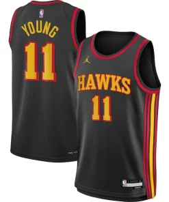 Trae Young Atlanta Hawks Jordan Distingué Brand Youth Swingman Jersey Statement Edition Black