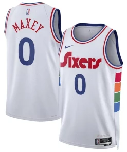 Tyrese Maxey Philadelphia 76ers Nike Unisex 2024/25 Swingman Player Jersey City Luxueux Edition White