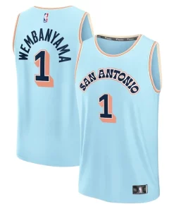 Victor Wembanyama San Antonio Spurs 2024/25 Haut de gamme Fast Break Player Jersey City Edition Light Blue