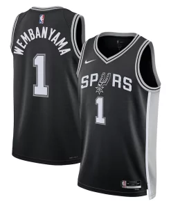 Victor Wembanyama San Antonio Spurs Charming Nike Unisex 2023 NBA Draft First Round Pick Swingman Jersey Icon Edition Black