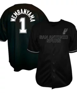 Victor Wembanyama San Antonio Spurs Profile Big & Bold Tall Name & Number Button Up Jersey Black