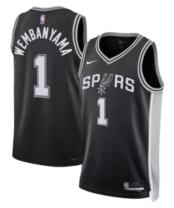 Victor Wembanyama San Antonio Stylish Spurs Nike Unisex 2023 NBA Draft First Round Pick Swingman Jersey Icon Edition Black