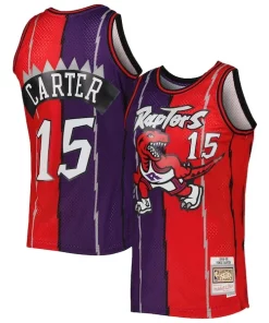 Vince Carter Toronto Raptors Hardwood Classics 1998/99 Split Swingman Jersey Unique Purple/Red