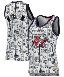 Vince Carter Toronto Raptors Women's 1998 Doodle Vibrant Swingman Jersey White
