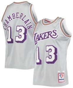Wilt Chamberlain Los Angeles Lakers 75th Anniversary Exclusif 1971/72 Hardwood Classics Swingman Jersey Silver