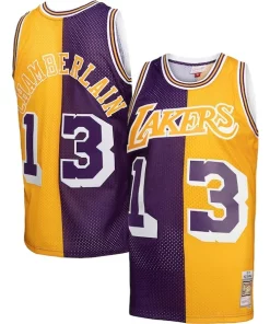 Wilt Chamberlain Los Angeles Lakers Hardwood Classics 1971/72 Split Swingman Éclatant Jersey Purple/Gold