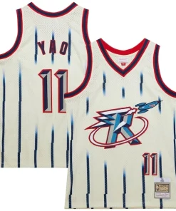 Yao Ming Houston Rockets Chainstitch Swingman Jersey Cream Unique