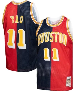 Yao Splendide Ming Houston Rockets Hardwood Classics 2004/05 Split Swingman Jersey Navy/Red