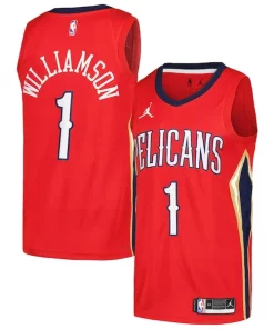 Zion Stylish Williamson New Orleans Pelicans Jordan Brand Swingman Player Jersey Statement Edition Red