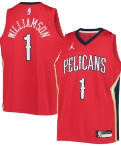 Zion Williamson New Orleans Pelicans Jordan Brand Youth 2020/21 Swingman Player Jersey Statement Edition Red Classique